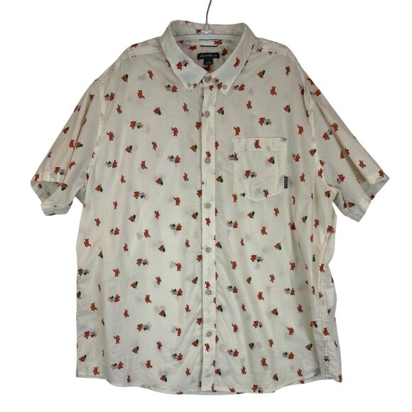 Eddie Bauer Other - Eddie Bauer Mens Camping Bigfoot Print Button-Up Mens Shirt XL